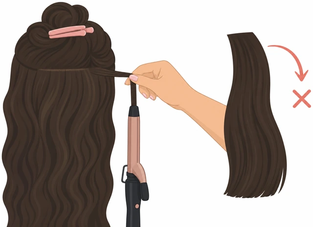 Illustration: taking thinner hair sections for longer-lasting curls