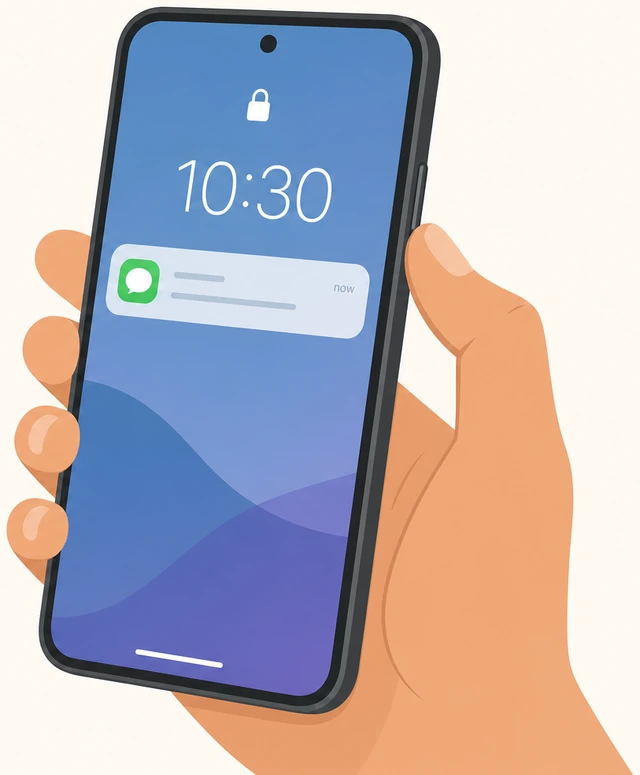 Illustration: phone lock screen right after sending one short message