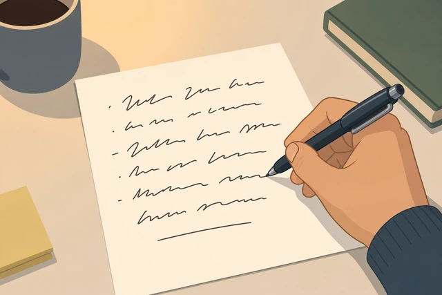 Illustration: short handwritten review note about the phone-free evening