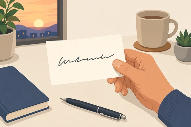 Illustration: handwritten one-line phone rule on paper: no feeds, emergency calls OK