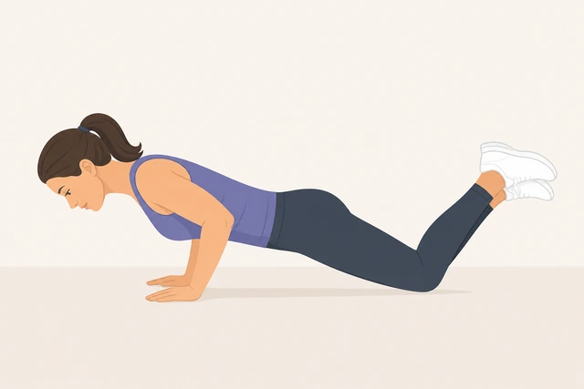 Illustration: knee push-up with straight line from knees to head