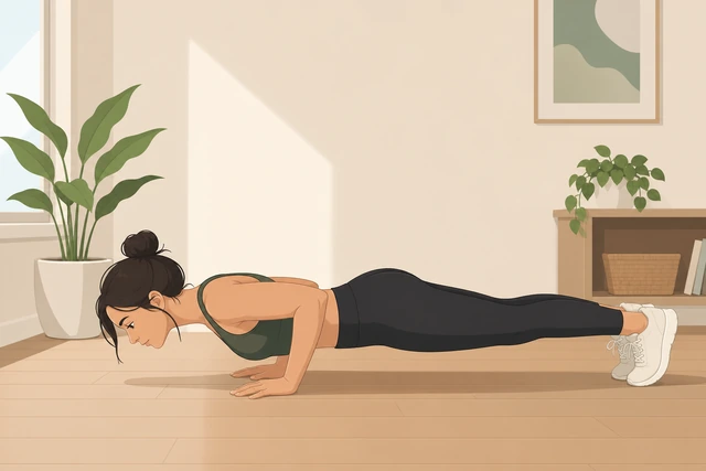Illustration: attempting first clean floor push-up after progressions