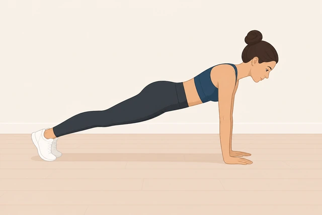 Illustration: moving hands back under shoulders to fix flared elbows
