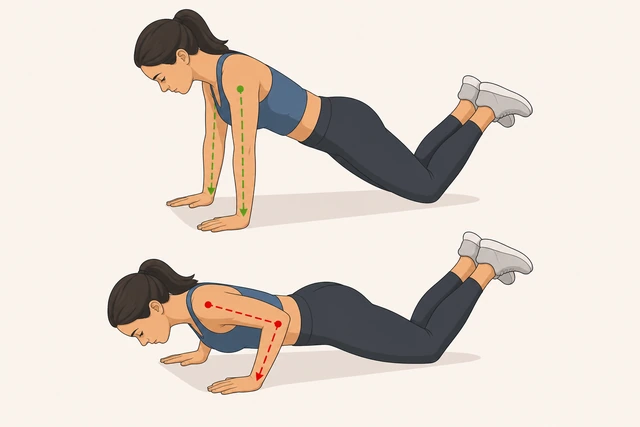 Illustration: knee push-up focusing on elbow path