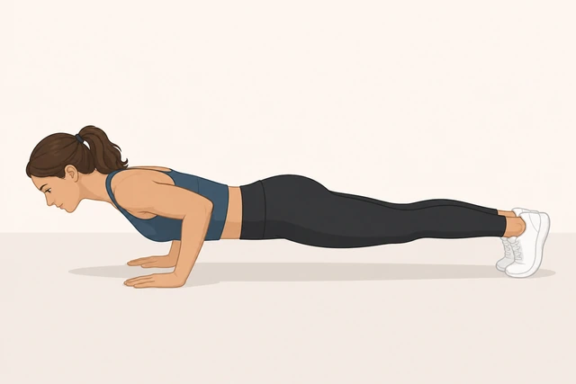 Illustration: shallower controlled push-up keeping hips aligned