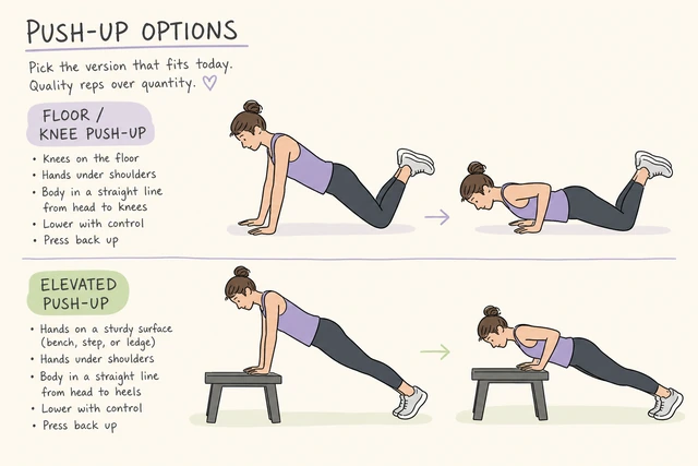 Illustration: short note logging floor knee or elevated push-up version