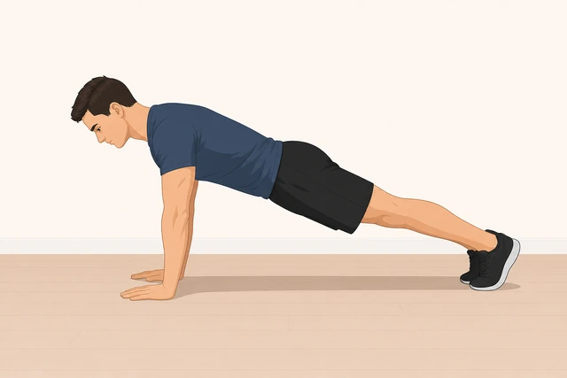 Illustration: push-up lockout with arms straight and hips level