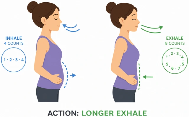 Illustration: longer exhale than inhale breathing pattern
