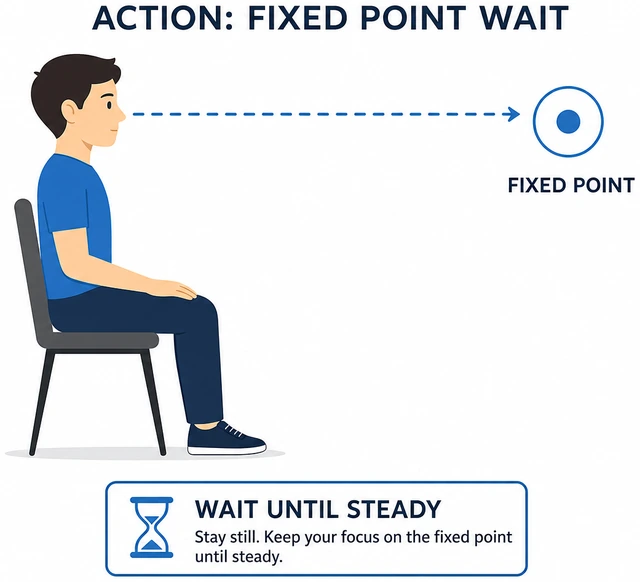 Illustration: sitting still focusing on a fixed point until dizziness settles