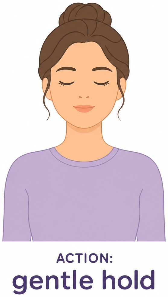 Illustration: gentle breath hold pause for box breathing without straining throat