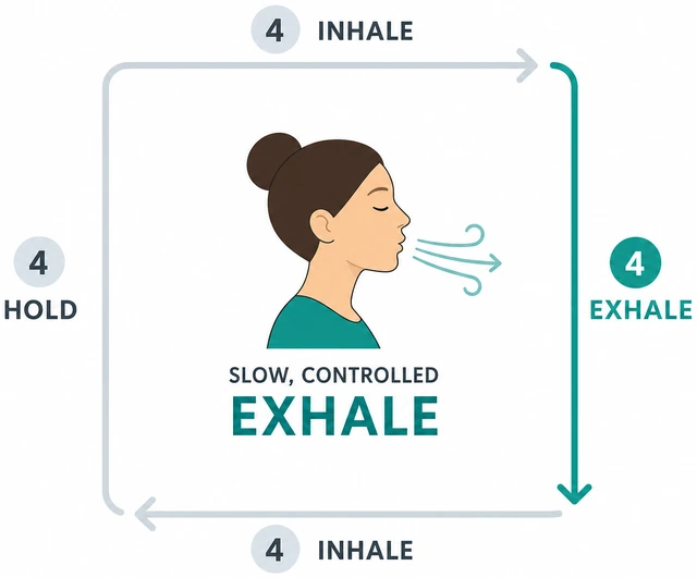 Illustration: slow controlled exhale for box breathing count