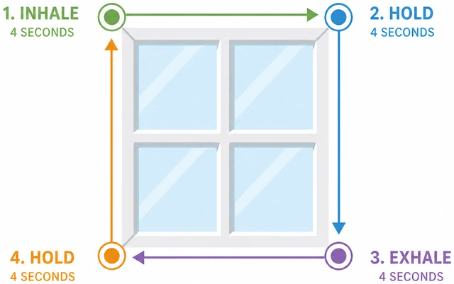 Illustration: using window corners as visual cues for box breathing sides