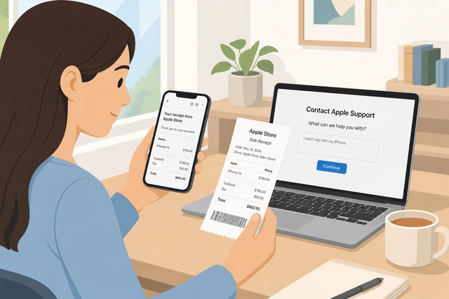 Illustration: gathering iPhone proof of purchase for Apple Support