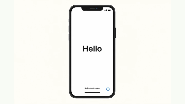 Illustration: iPhone on Hello setup screen after factory reset