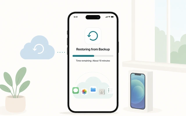 Illustration: restoring iPhone from backup during setup