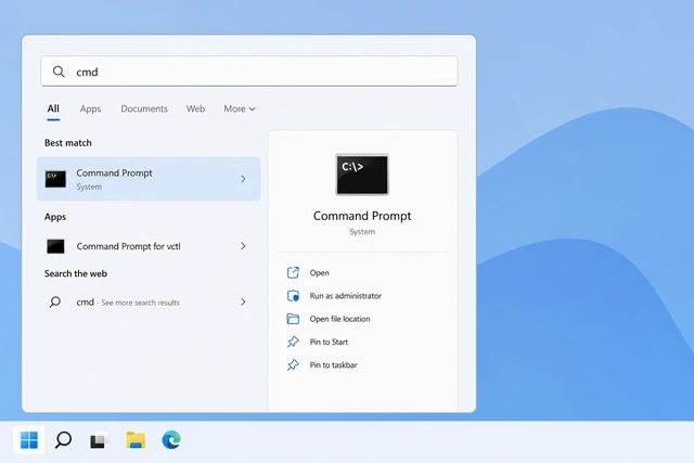 Illustration: opening Windows Command Prompt from Start
