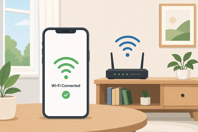 Illustration: phone connected to home Wi-Fi network