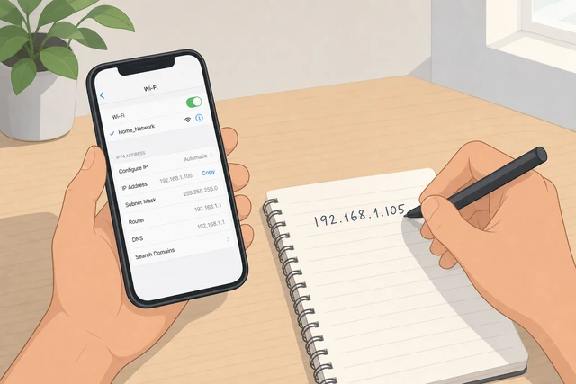 Illustration: copying phone local IP address into notes