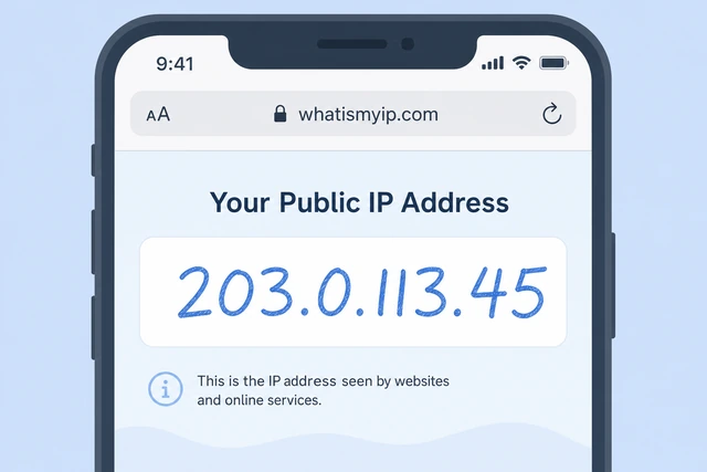 Illustration: phone browser showing public IP address