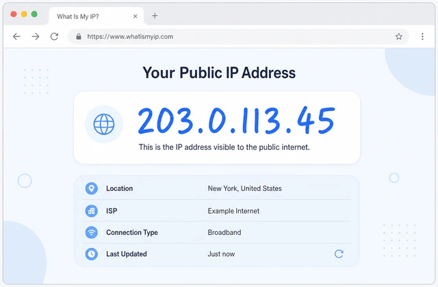 Illustration: browser page showing public IP address result