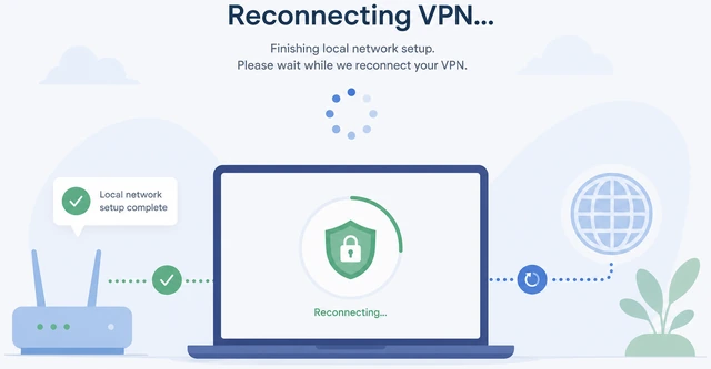 Illustration: reconnecting VPN after finishing local network setup