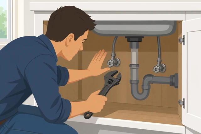 Illustration: stopping before forcing a seized under-sink shutoff valve