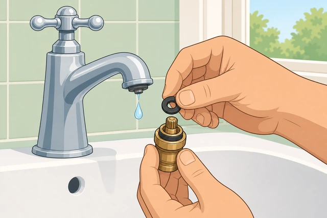 Illustration: rechecking faucet washer seating when drip continues