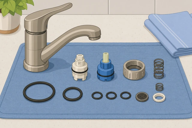 Illustration: faucet rebuild kit matched to brand model