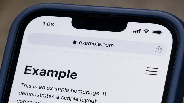 Mobile browser showing loaded homepage with normal Wi-Fi icon