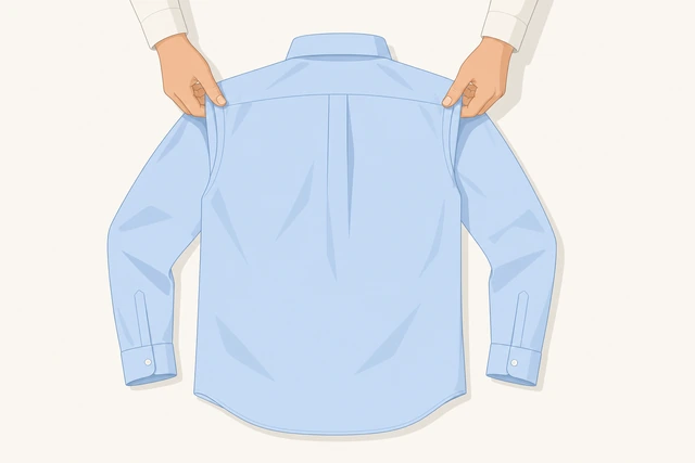 Illustration: rebuilding a face-down dress shirt fold with collar squared first