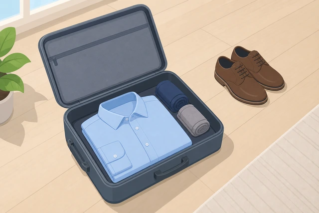 Illustration: soft socks placed beside a folded shirt collar not on top of it