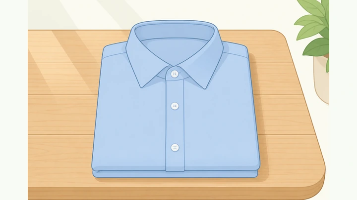 Illustration: neatly folded dress shirt rectangle ready for a suitcase