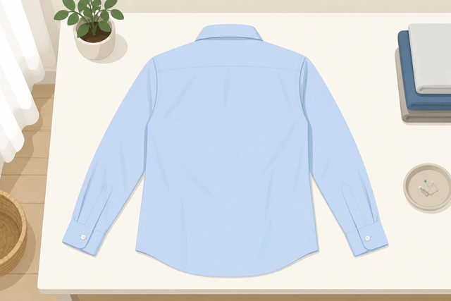 Illustration: dress shirt laid face-down on a table with the back facing up