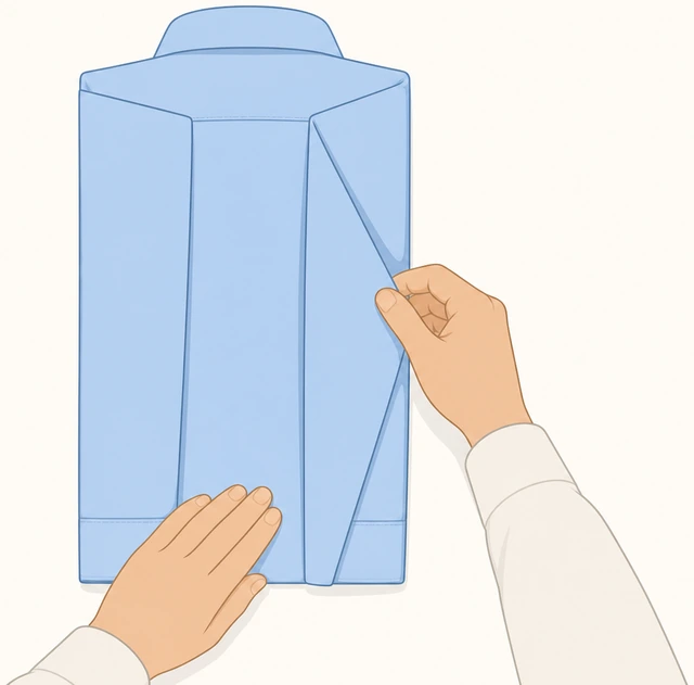 Illustration: second dress shirt sleeve folded flat to match the first