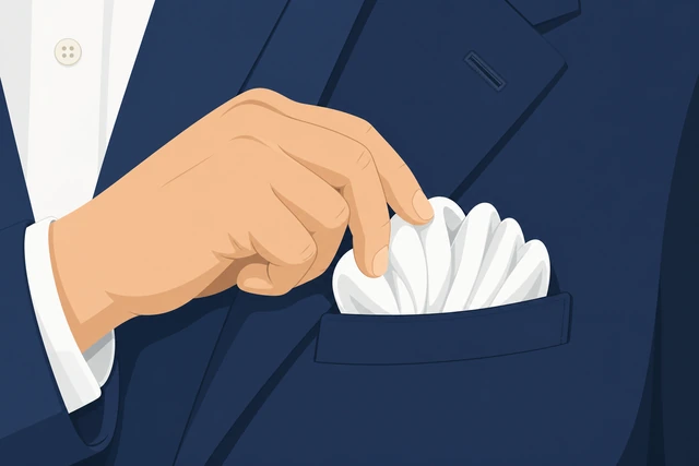 Illustration: evenly stuffing pocket square corners into puff
