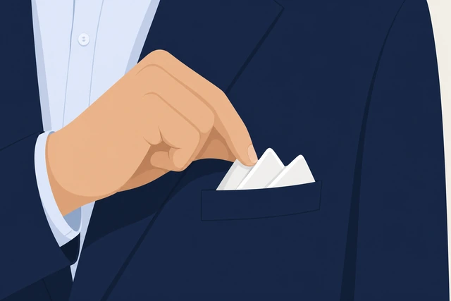 Illustration: seating presidential pocket square deeper in the pocket