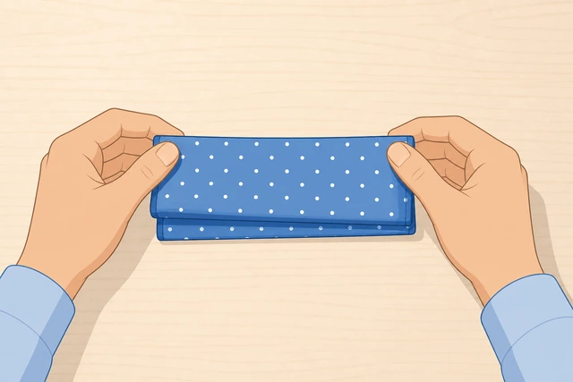 Illustration: folding a pocket square in half into a rectangle