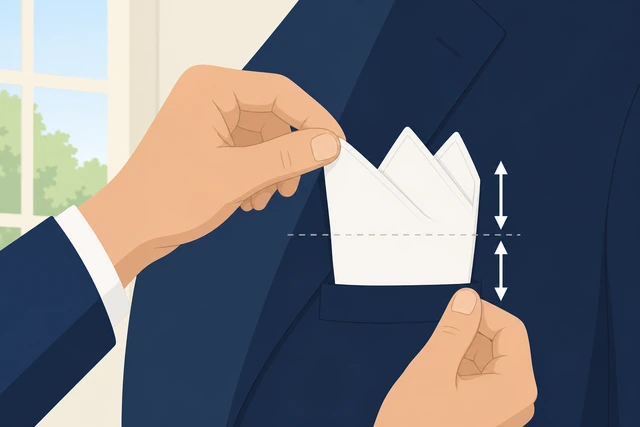 Illustration: adjusting presidential pocket square height before inserting