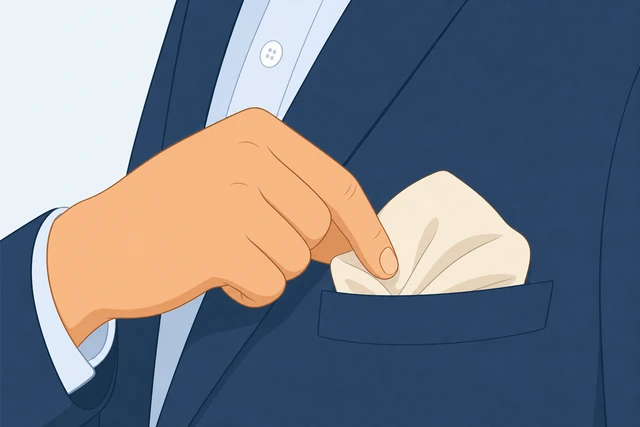 Illustration: pushing oversized pocket square show deeper into pocket