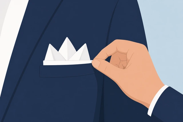 Illustration: extra bottom fold to shorten presidential pocket square