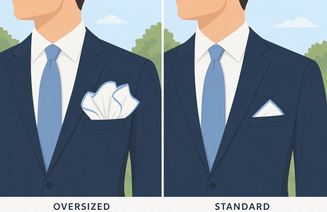 Illustration: comparing oversized vs standard pocket square sizes