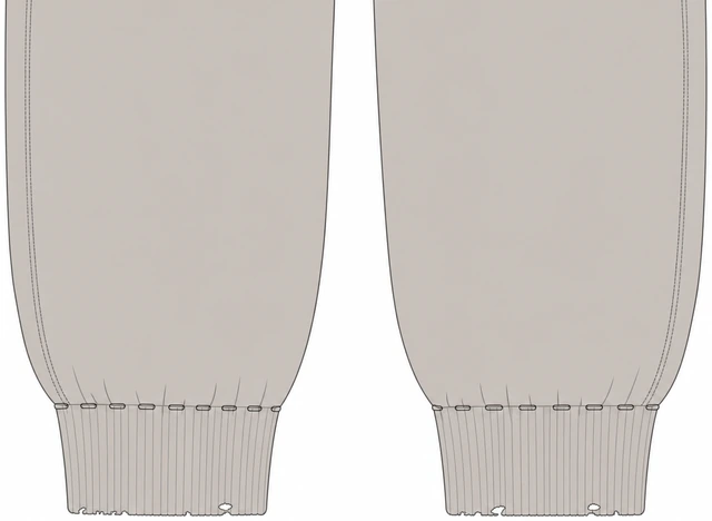 Illustration: slightly larger stitch spacing on knit pant hem