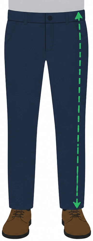 Illustration: marking only the longer pant leg while wearing shoes