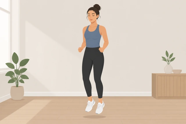 Illustration: shadow ankle hops without rope to rest shoulders