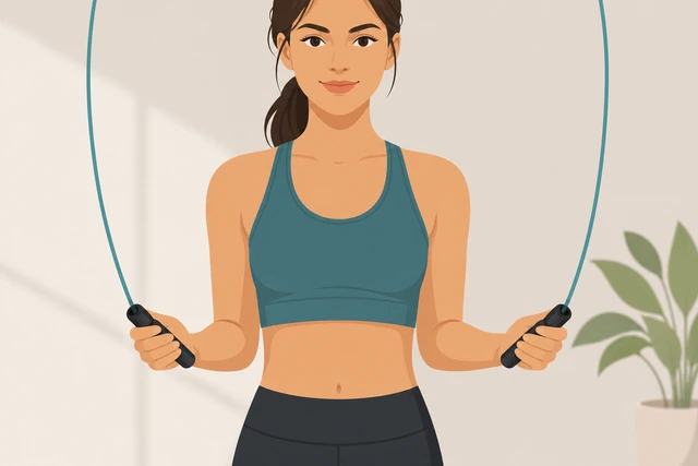 Illustration: close view of elbows near ribs and wrists turning jump rope handles