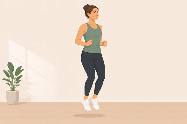 Illustration: person doing small soft ankle hops without a rope