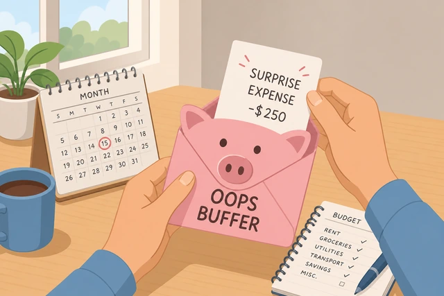 Illustration: using the budget oops buffer for a mid-month surprise