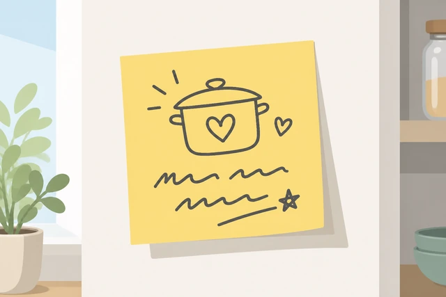 Illustration: writing a simple rest-of-month spending rule on a sticky note