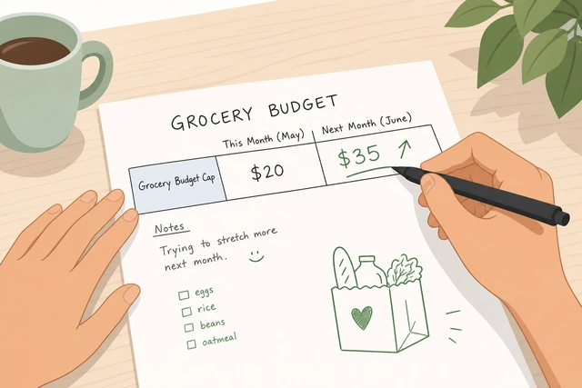 Illustration: raising an unrealistically low budget category for next month