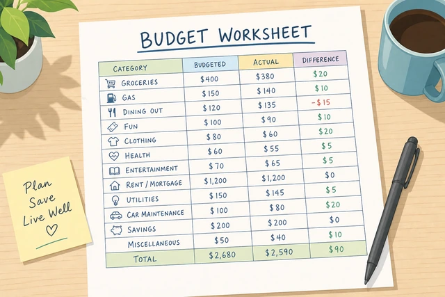 Illustration: variable spending categories listed on a budget sheet